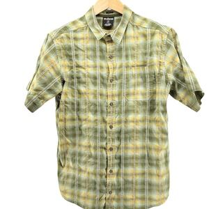 Sherpa Adventure Gear Plaid Short Sleeve Button Up Shirt Men's‎ Large UPF 40